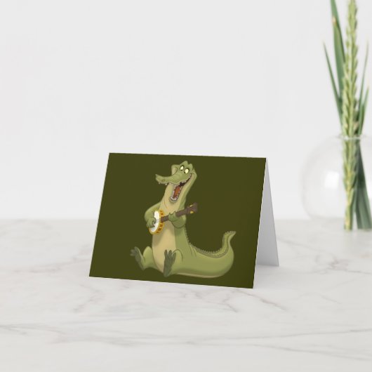 Banjo-Strummin' Gator Note Cards Karte (Vorderseite)
