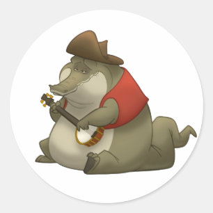 Banjo-Strummin-Gator-Sticker Runder Aufkleber
