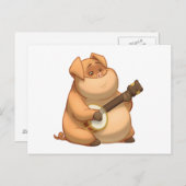 Banjo-Strummin' Pig Postcard Postkarte (Vorne/Hinten)
