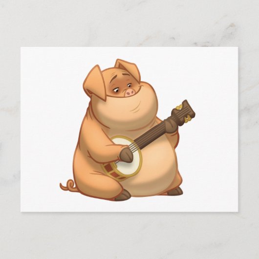 Banjo-Strummin' Pig Postcard Postkarte (Vorderseite)