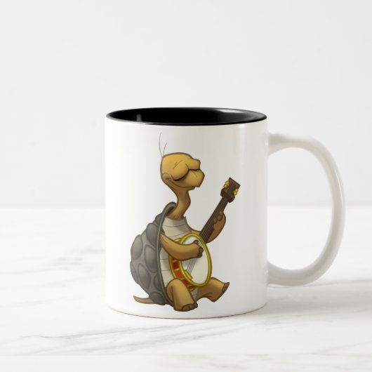 Banjo-Strummin' Schildkröten-Tasse Zweifarbige Tasse (Rechts)