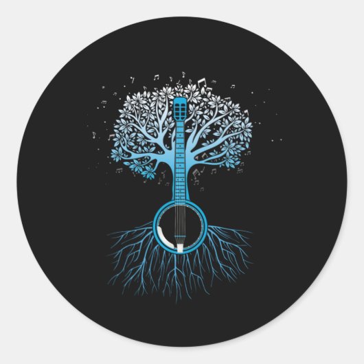 Banjo Tree Country Music Bluegrass Musician Gift Runder Aufkleber (Vorderseite)