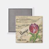 Banjo Tulip Vintage Notenblätter - kundenspezifisc Magnet (Vorderseite/Rückseite)