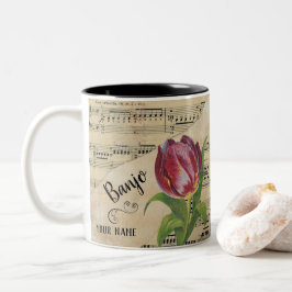 Banjo Tulip Vintage Notenblätter - kundenspezifisc Zweifarbige Tasse