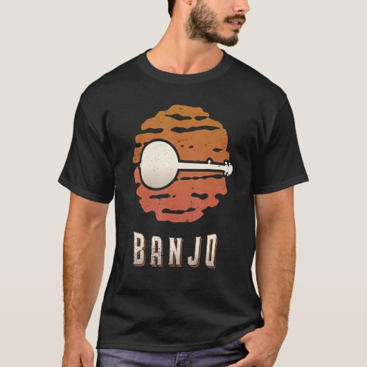 Banjo Vintage Retro Classic Sunset Music T-Shirt (Vorderseite)