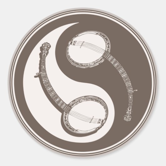 Banjo Yang Runder Aufkleber (Vorderseite)