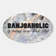 Banjoaholic Life Oval Sticker