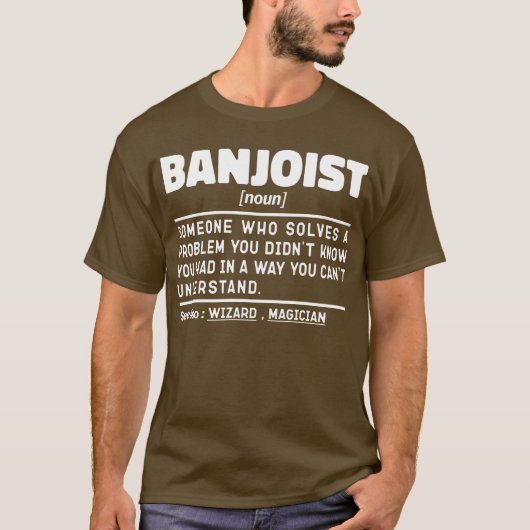Banjoist Noun Definition Cool Jazz Lover Sarcastic T-Shirt (Vorderseite)