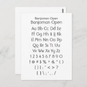 Banjoman Open - Zazzle Schriftart Sampler Sheet Postkarte (Vorne/Hinten)