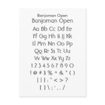 Banjoman Open - Zazzle Schriftart Sampler Sheet