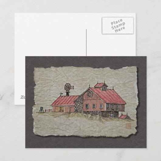 Bank Barn & Windmill Postkarte (Vorne/Hinten)