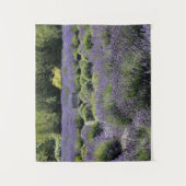 Bank in der Mitte eines Lavendelfeldes Wandteppich (Vorderseite)