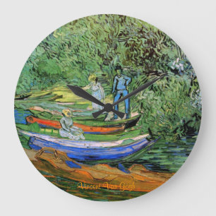 Bank of the Oise at Auvers by Van Gogh Wall Clock Große Wanduhr