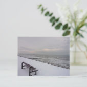 Bank, Schnee und Meer Postkarte (Stehend Vorderseite)
