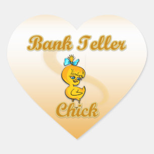 Bank Teller Chick Herz-Aufkleber