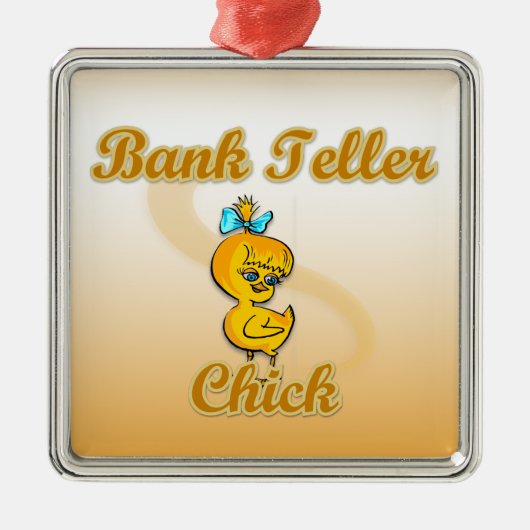Bank Teller Chick Ornament Aus Metall (Vorne)