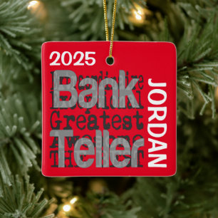 Bank Teller Extraordinaire CUSTOM Keramikornament