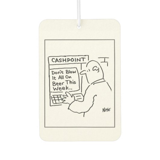 Bankautomat empfiehlt dem Kunden, das Geld nicht f Autolufterfrischer (Vorderseite)