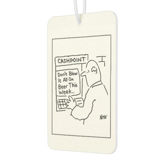 Bankautomat empfiehlt dem Kunden, das Geld nicht f Autolufterfrischer (Links)