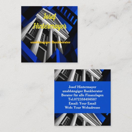 Bankberater, BankangestellterVisitenkarte Quadratische Visitenkarte (Vorne/Hinten)