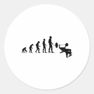 Bankdrücken Bodybuilding Lustige Evolution Stärke Runder Aufkleber