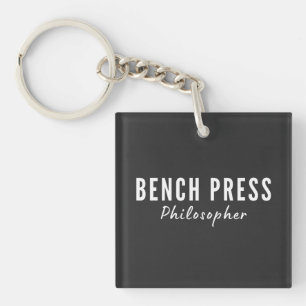 Bankdrücken-Philosoph-T-Shirt fürs Fitnessstudio Schlüsselanhänger