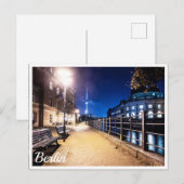 Bänke bei Spree in Berlin, Deutschland Postkarte (Vorne/Hinten)