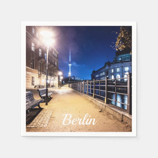 Bänke bei Spree in Berlin, Deutschland Serviette (Vorderseite)
