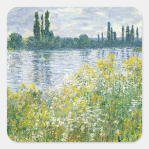 Banken Claude Monets   der Seines, Vetheuil, 1880 Quadratischer Aufkleber