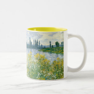Banken Claude Monets der Seines, Vetheuil, 1880 Zweifarbige Tasse