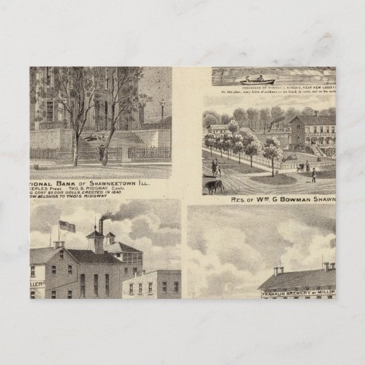 Banken, Residenzen und Brauereien in Shawneetown Postkarte (Vorderseite)