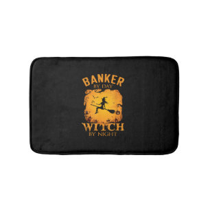 Banker am Tag Hexe am Abend Halloween Spaß Badematte