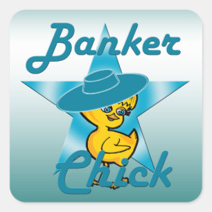 Banker Chick #7 Quadratischer Aufkleber