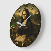 Banker Funny Mona Lisa Große Wanduhr (Winkel)