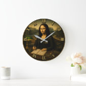 Banker Funny Mona Lisa Große Wanduhr (Zuhause)