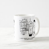 Bankkunde frage ATM für eine Anweisung Kaffeetasse (VorderseiteRechts)