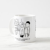 Bankkunde frage ATM für eine Anweisung Kaffeetasse (Vorderseite Links)