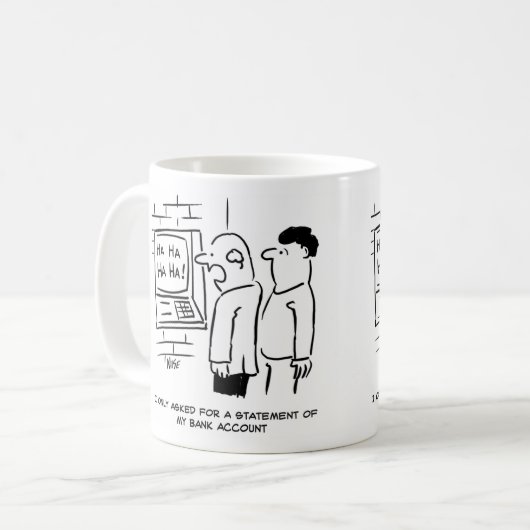 Bankkunde frage ATM für eine Anweisung Kaffeetasse (Vorderseite Links)