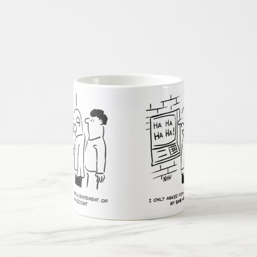 Bankkunde frage ATM für eine Anweisung Kaffeetasse (Mittel)