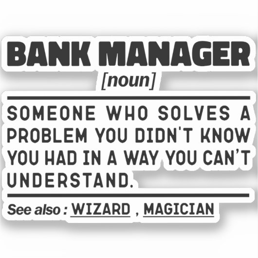 Bankmanager Noun Definition Finance Gift Worker Aufkleber (Vorderseite)