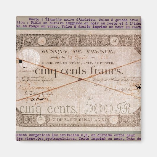 Banknote für 500 Francs aus dem 24. Magnet (Vorne)