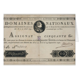Banknote mit 50 Livren, am 29. Oktober 1790