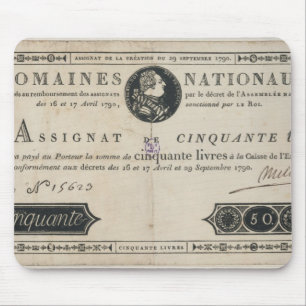 Banknote mit 50 Livren, am 29. Oktober 1790 Mousepad