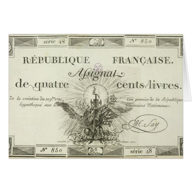 Banknote mit vierhundert Livren, am 21. September (Vorderseite (Horizontal))
