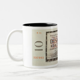 Banknoten-Tasse der Tschechoslowakei 10 Korun Zweifarbige Tasse