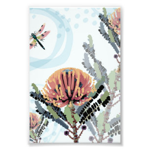 Banksia-Blüten-Libellen-Kunst Fotodruck