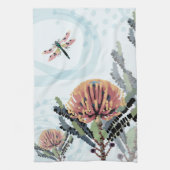 Banksia-Blüten-Libellen-Kunst Geschirrtuch (Vertikal)