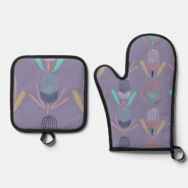 Banksia Lila Ofenhandschuh & Topflappen-Set
