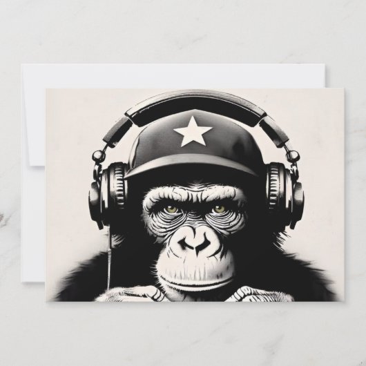 Banksy DJ Monkey Gorilla Einladung (Vorderseite)