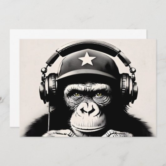 Banksy DJ Monkey Gorilla Einladung (Vorne/Hinten)